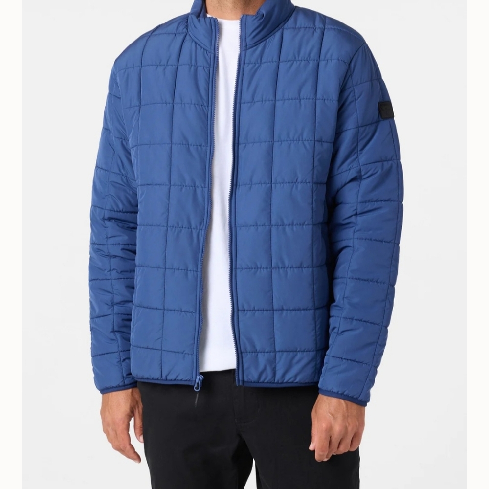 Men's Blue Quilted Jacket Coat